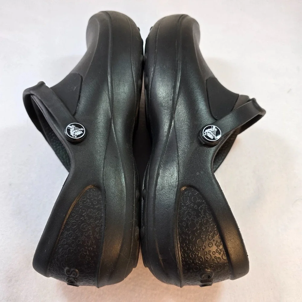 y2k Crocs Womens 11 Black Clogs Lock Slip Resistant‎ Work Food Service Kitchen